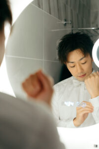 パリ・アメリカンチャーチでの挙式写真 お仕度シーン